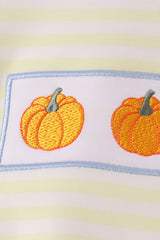 Yellow stripe pumpkin embroidery bubble