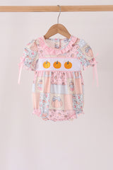 Pink pumpkin embroidery ruffle bubble