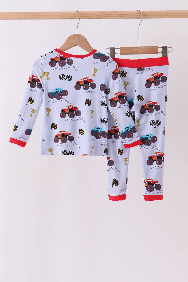 Blue Racing Car Bamboo Pajama Set