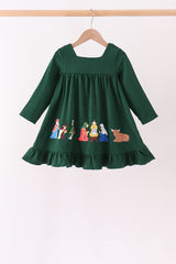 Forest nativity ruffle dress