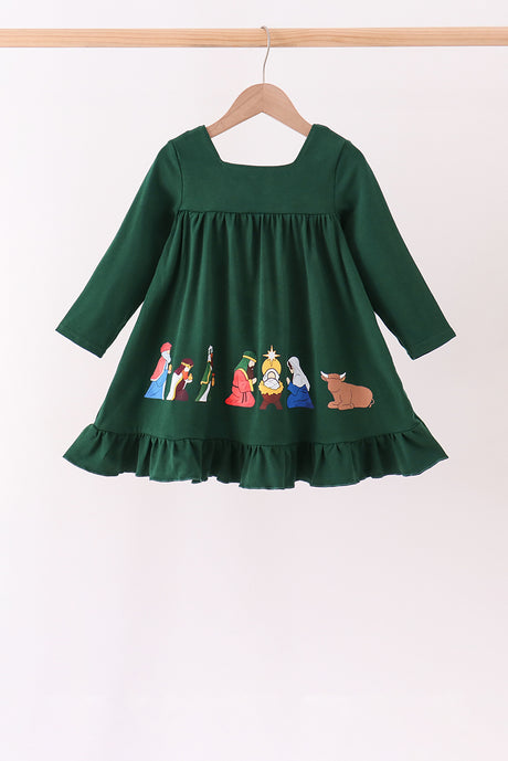 Forest nativity ruffle dress