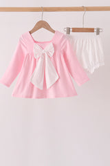 Pink nutcracker embroidery ruffle bloomer set