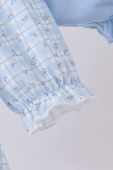 Blue bow embroidery bloomer set