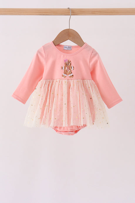 Pink gingerbread sequin tulle bubble