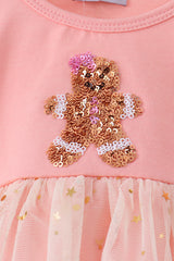 Pink gingerbread sequin tulle bubble