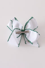 Forest reindeer embroidery crochet edge hair bow