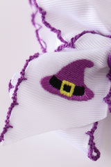 Purple witch hat embroidery crochet edge hair bow