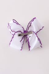 Purple witch hat embroidery crochet edge hair bow