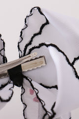Black ghost embroidery crochet edge hair bow