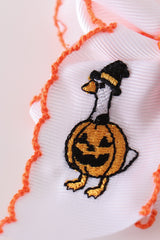 Orange goose pumpkin embroidery crochet edge hair bow