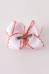 Orange turkey embroidery crochet edge hair bow