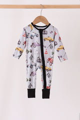 Black Racing Zip Bamboo Romper
