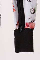 Black Racing Zip Bamboo Romper