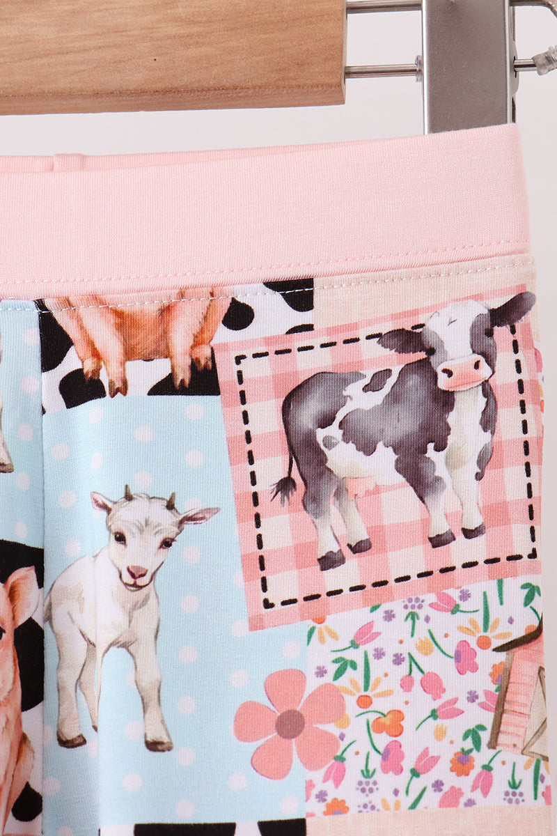 Pink Farm Animals Bamboo Pajama Set