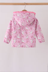 Pink Goose Bow ruffle Raincoat