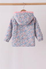 Multicolored Floral Ruffle Raincoat