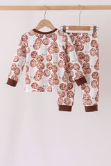 Brown Milk Cookie Print Pants Set