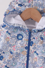 Blue Floral Ruffle Raincoat