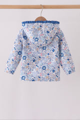 Blue Floral Ruffle Raincoat