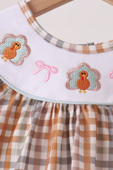 Khaki Turkey Bow Embroidery Bloomer Set