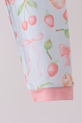 Pink bow cherry bamboo pajama set