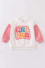 White GRL PWR girl sweatshirt