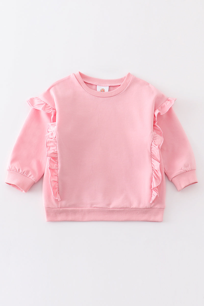 Peach ruffle sweatshirt