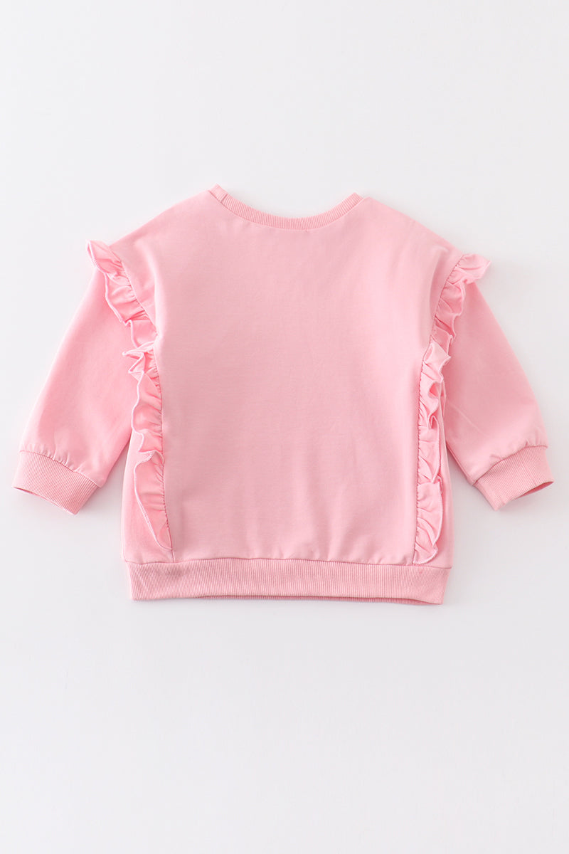 Peach ruffle sweatshirt