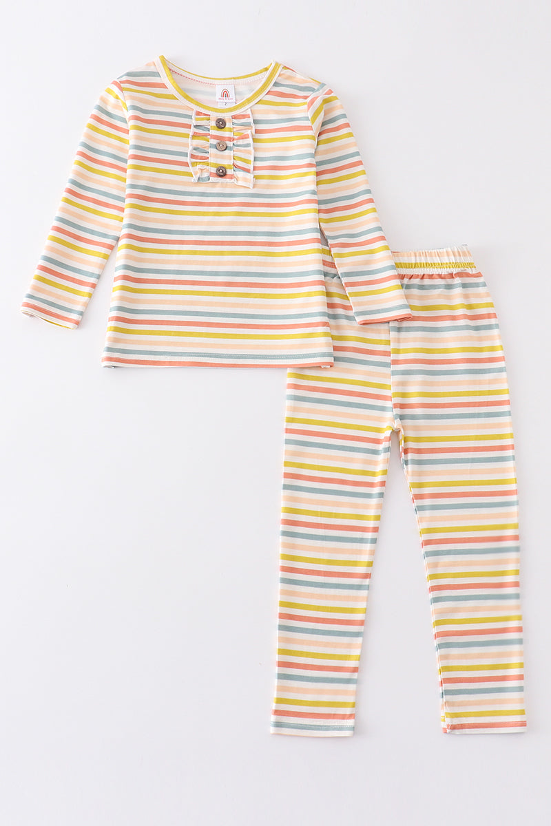Multicolored stripe pajamas set