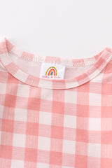 Pink plaid ruffle baby onesie