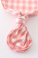 Pink plaid hairband baby gown