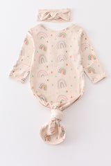 Rainbow print hairband baby gown