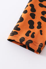 Rust leopard print ruffle girl bubble