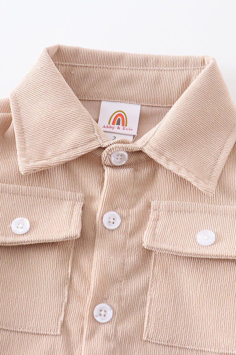 Beige corduroy button down shirt