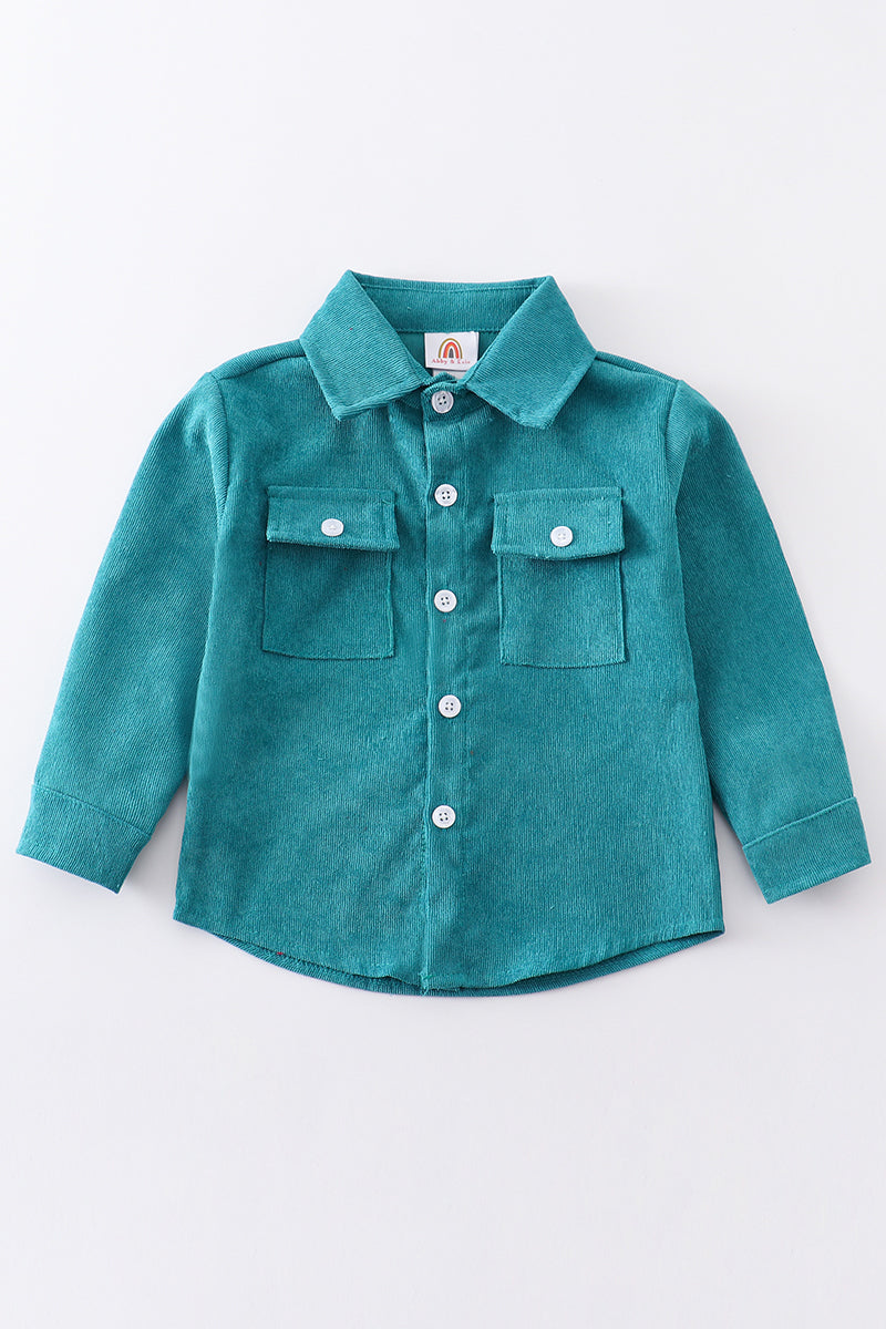 Teal corduroy button down shirt