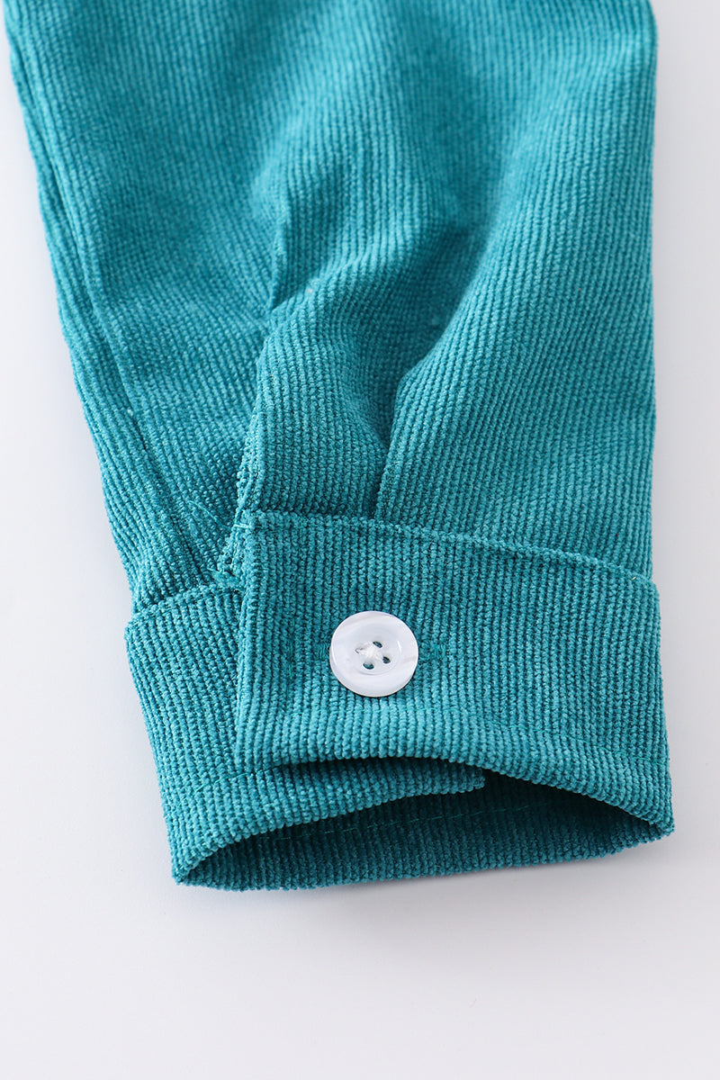 Teal corduroy button down shirt