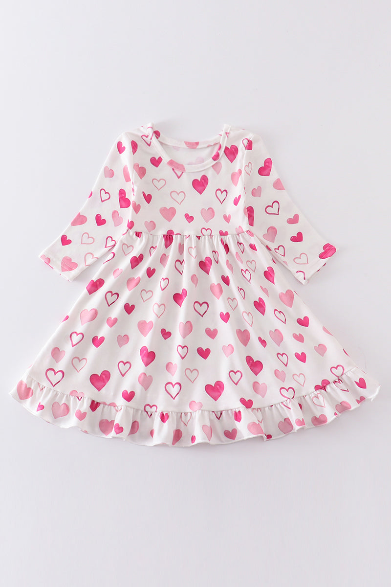 White heart shop print dress