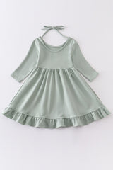 Sage ruffle girl dress