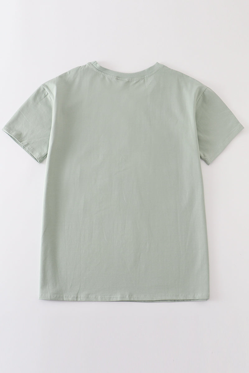 Sage blank basic t-shirt Adult Kids and baby bubble