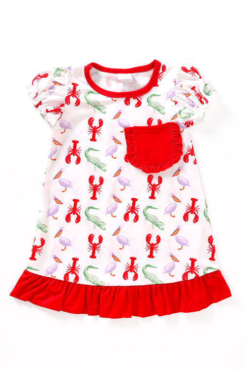 Red lobster print dress