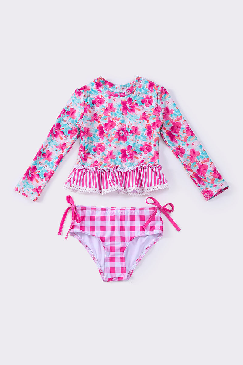 Pink floral 2pc swimsuit
