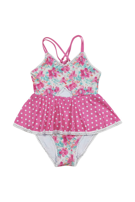 Blossom breeze print girl one-piece swimsuit