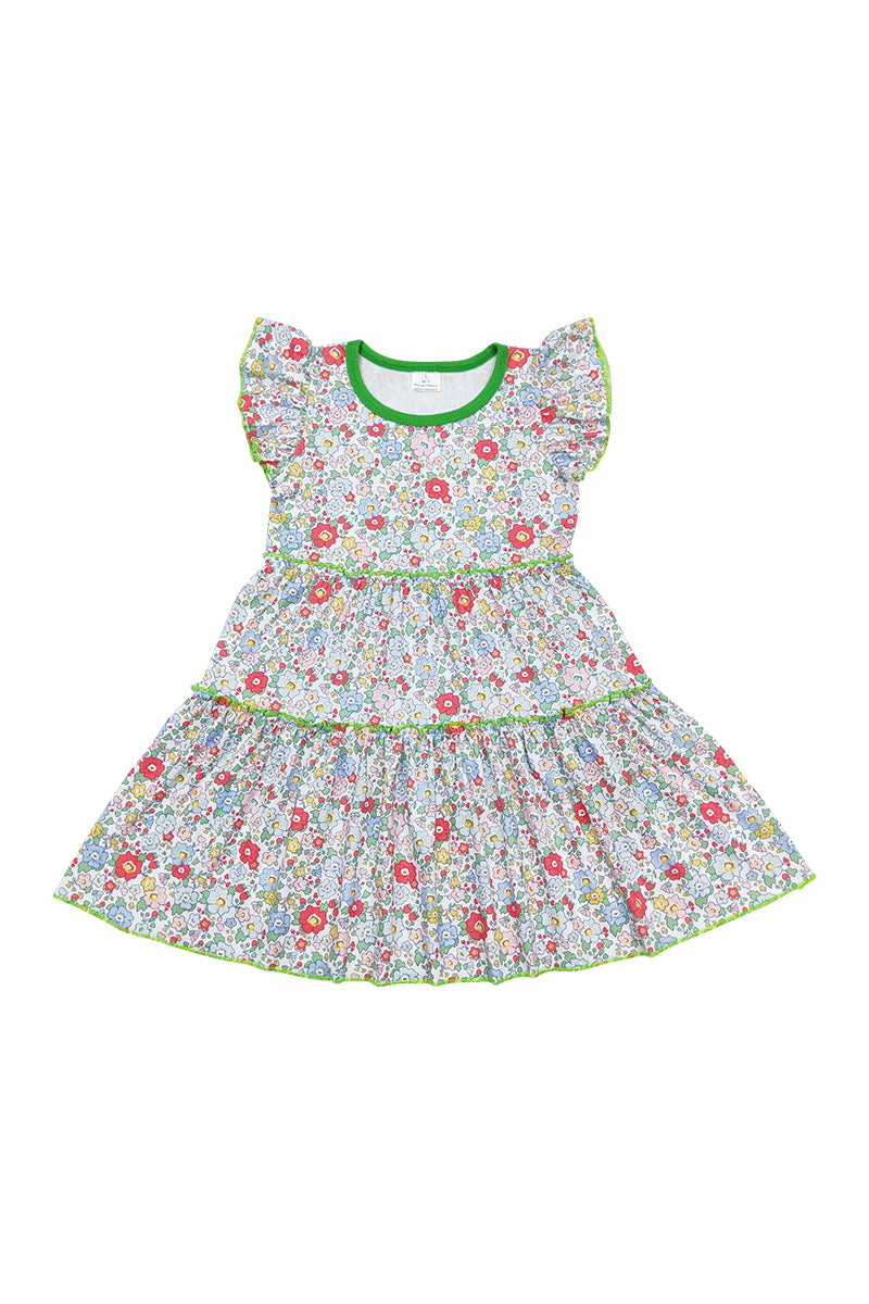 Green floral print tiered dress – Honeydew USA