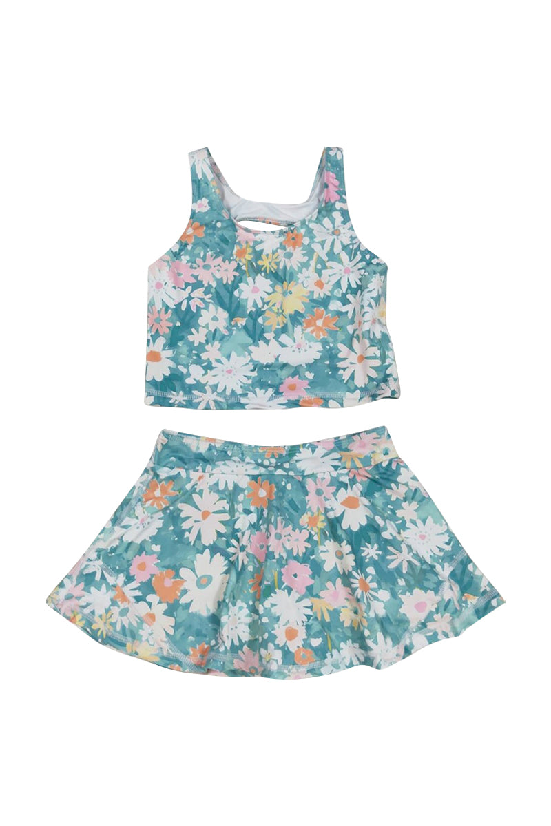 Daisy meadow print girl 2pc swimsuit