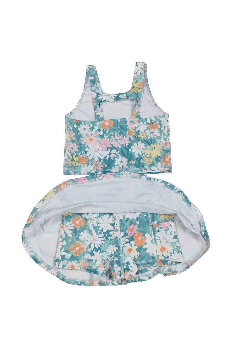 Daisy meadow print girl 2pc swimsuit