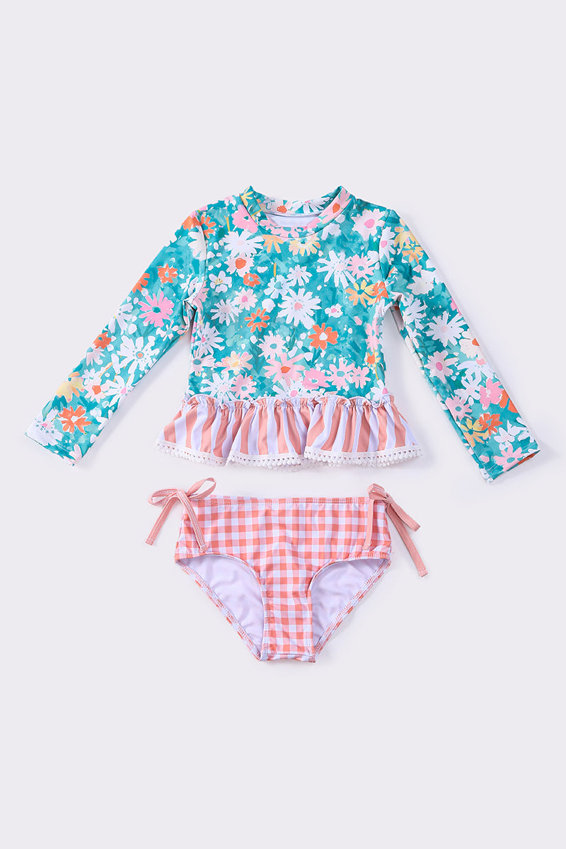 Green floral 2pc swimsuit