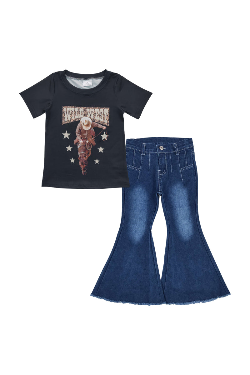 Black wild west denim set