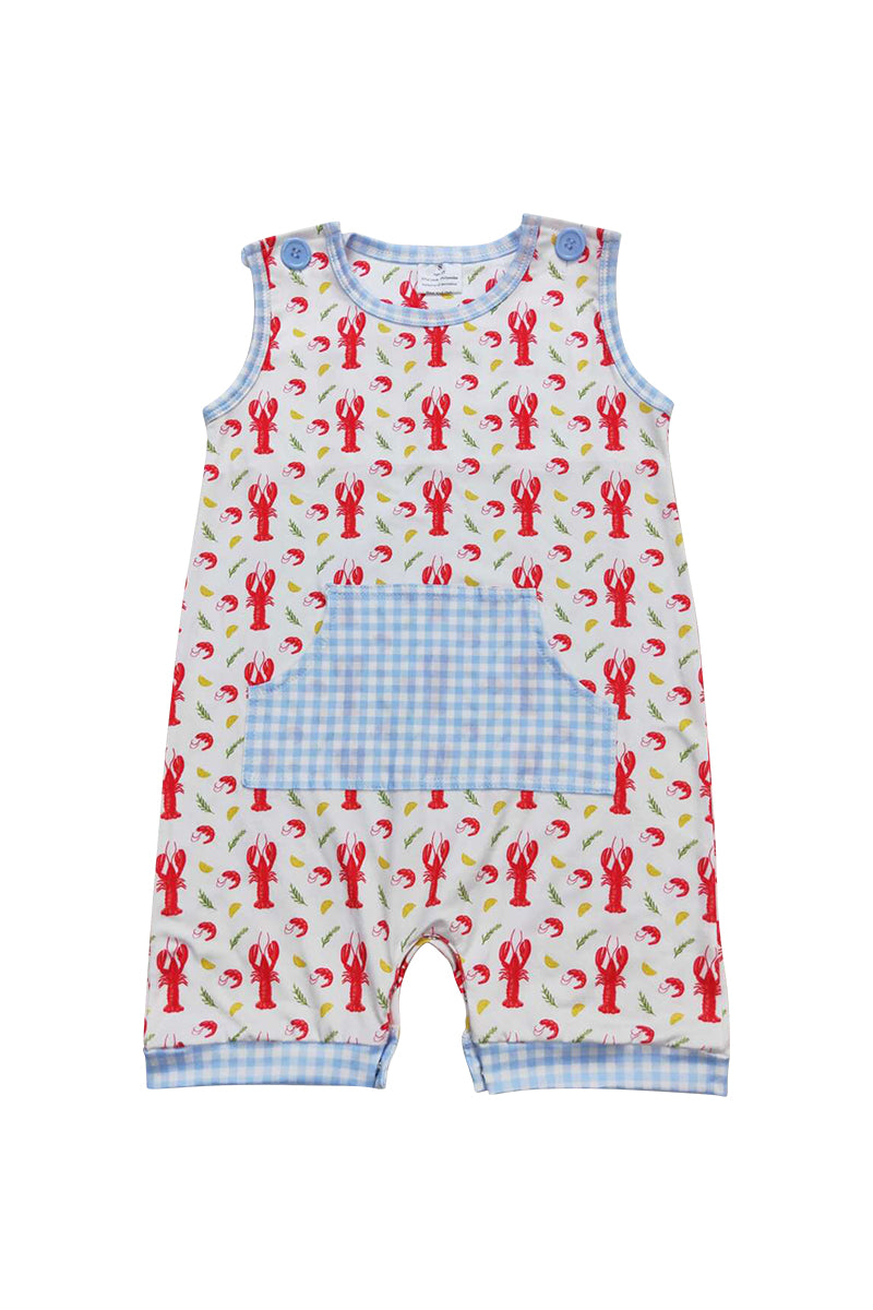 Lobster print boy baby romper