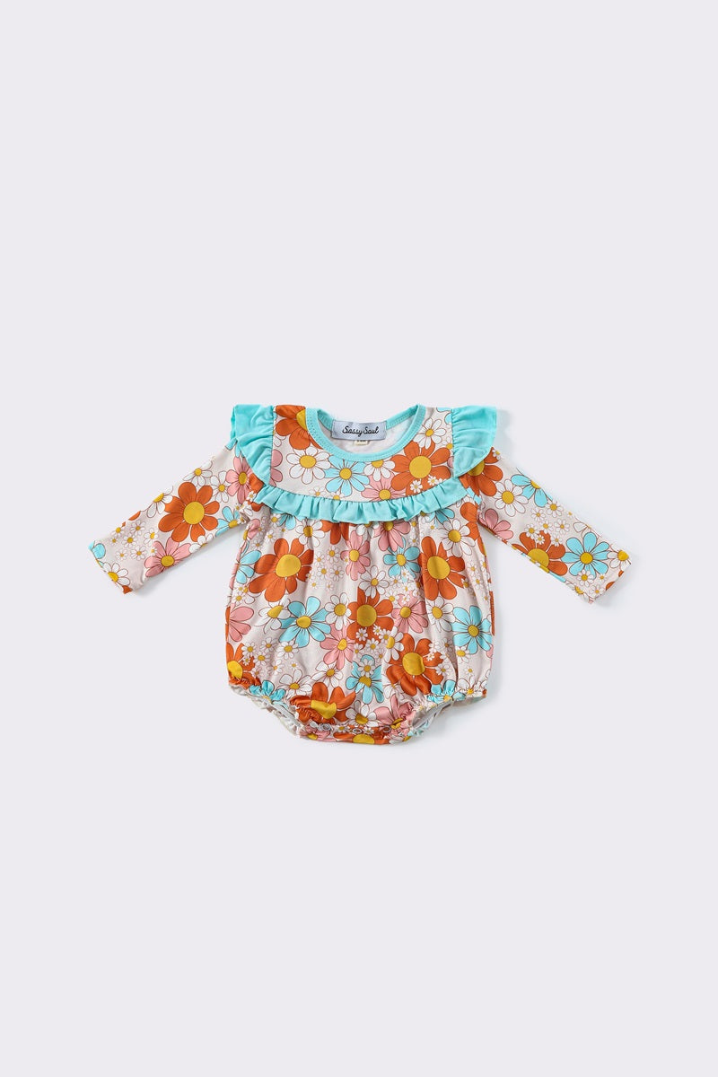 Orange floral ruffle girl bubble