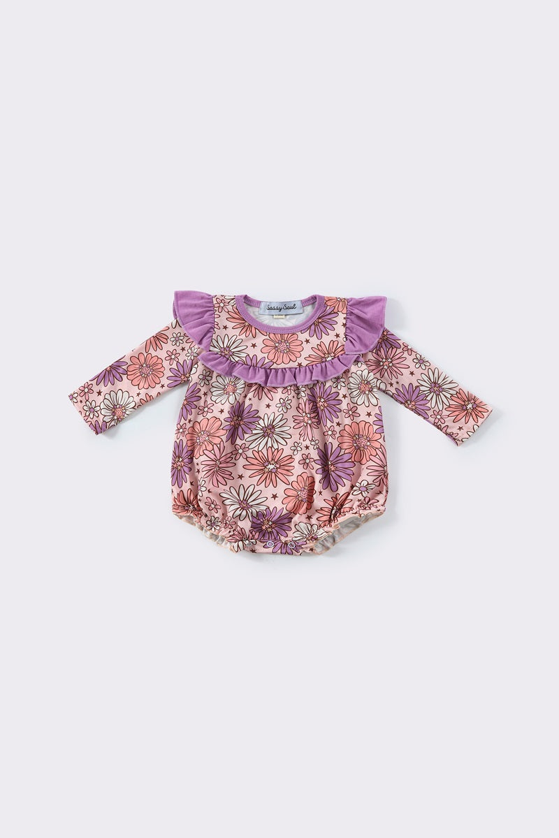 Purple floral ruffle girl bubble